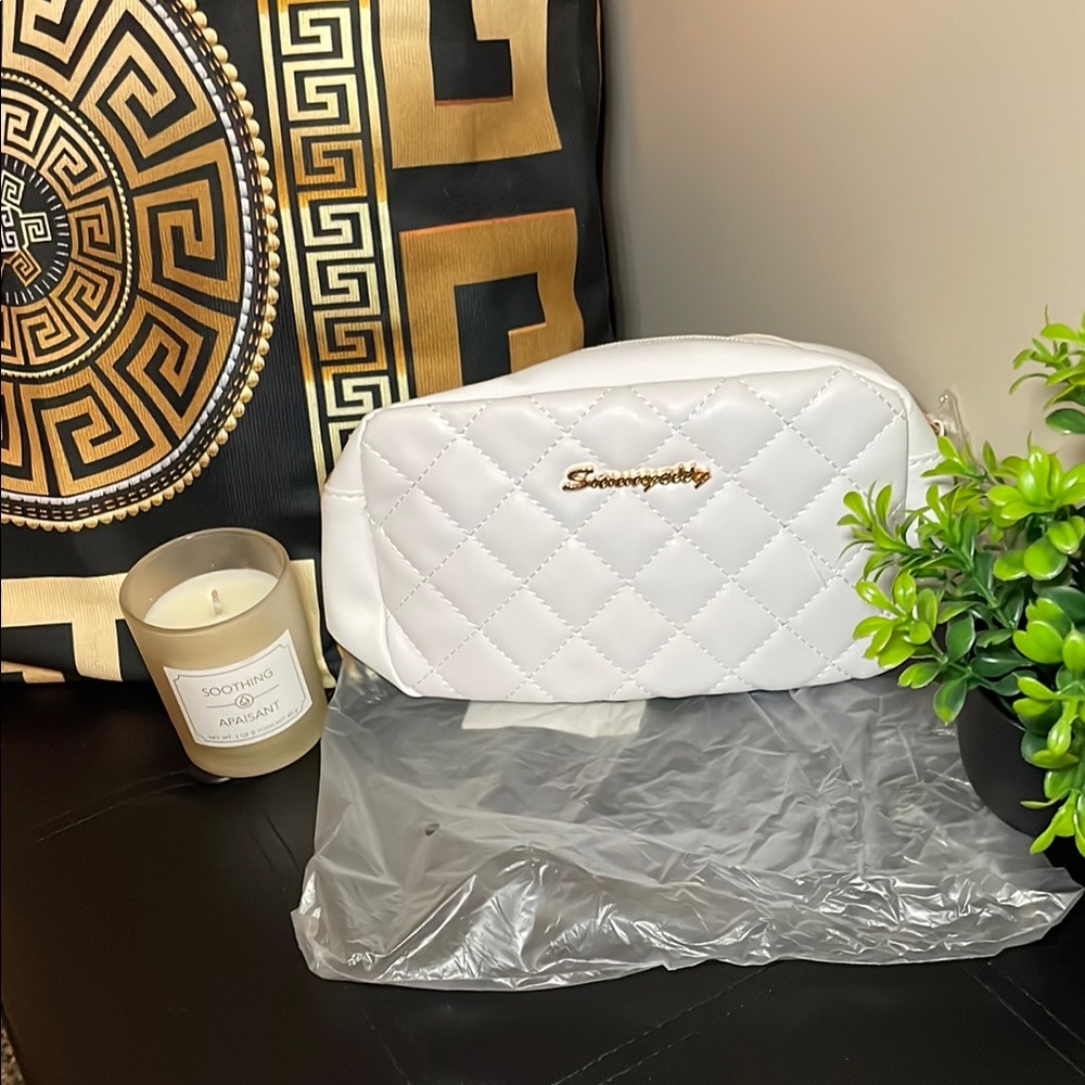 White Quilted Cosmetic Bag